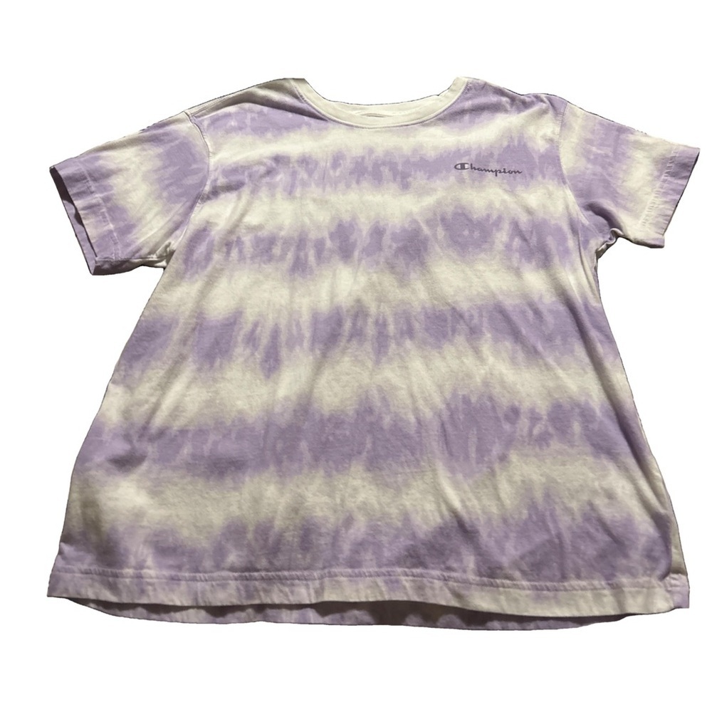 Women's Purple and White Striped Champion T-Shirt Size Large